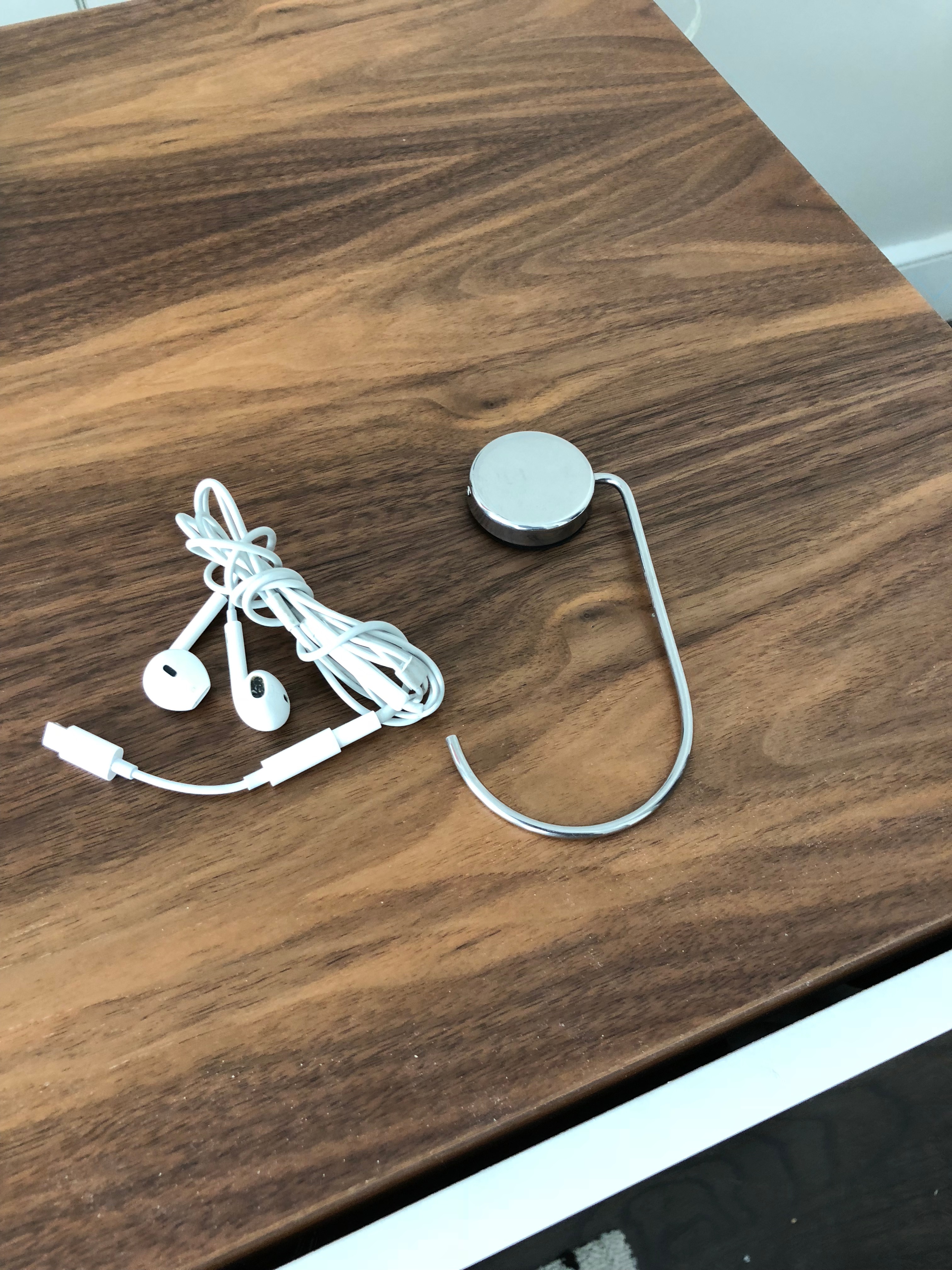 Purse Hook and Earbuds